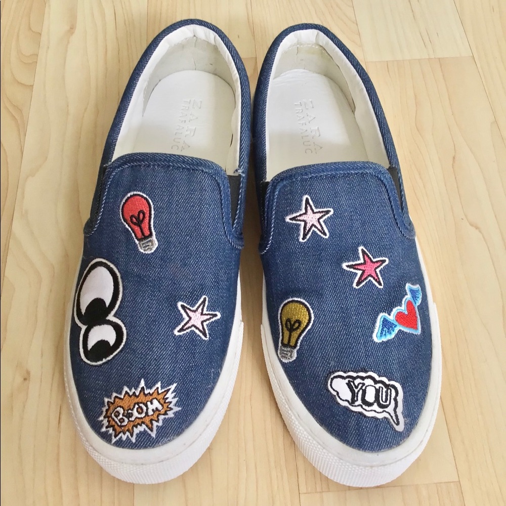 Zara Trafaluc Denim Patch Sneakers